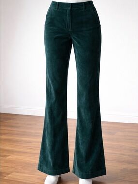 Maison d’Amelie Classic High-Rise Corduroy Flare Pants in Deep Green size 12